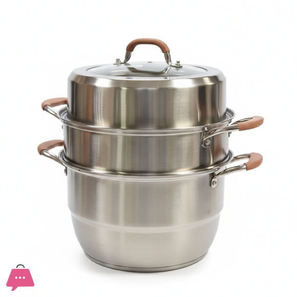 Elegant Stainless Steel Compact 2-Layer Steamer Pot
