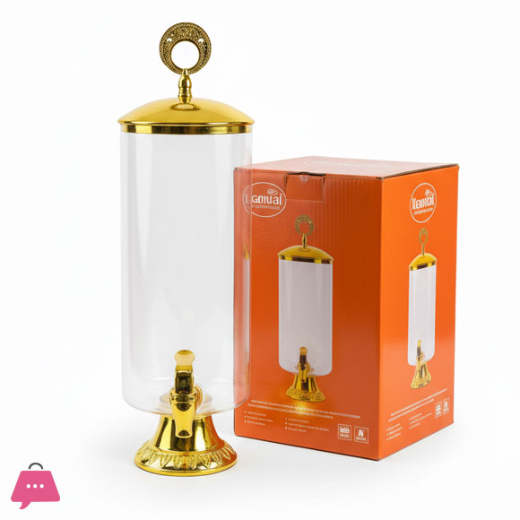 European Style Glass Beverage Dispensers with Gold Color Lid 3.5L