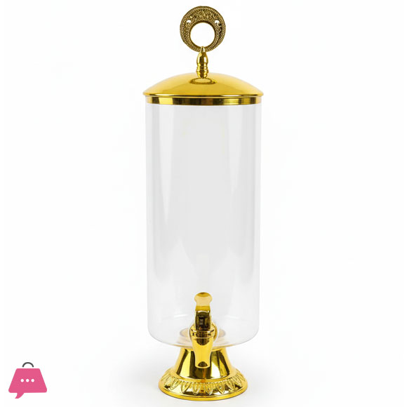 European Style Glass Beverage Dispensers with Gold Color Lid 3.5L