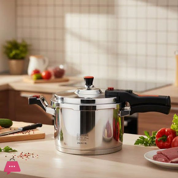 European Style Stainless Steel Pressure Cooker Heavy-Duty Fast Cooker with Induction Base 4,5,6Liter