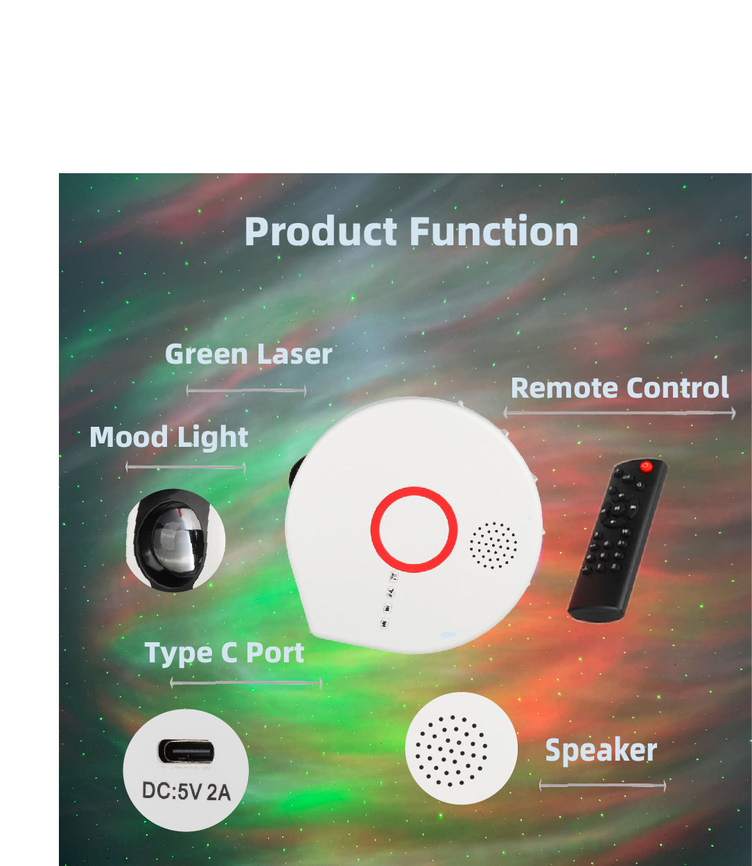 Star And Galaxy Projector With BT Speaker