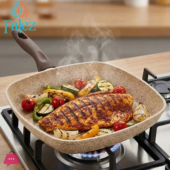 Falez Granite Grill Pan 28cm – Square Non-Stick Turkish