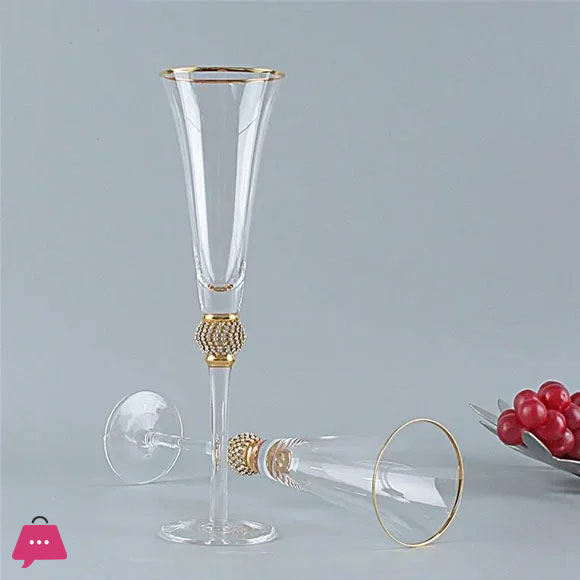 Franzese Russian Crystal Martini Glass with Gold Detailing Set of 6