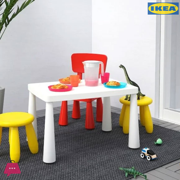 IKEA MAMMUT Childrens Table, In/Outdoor White 77×55 cm