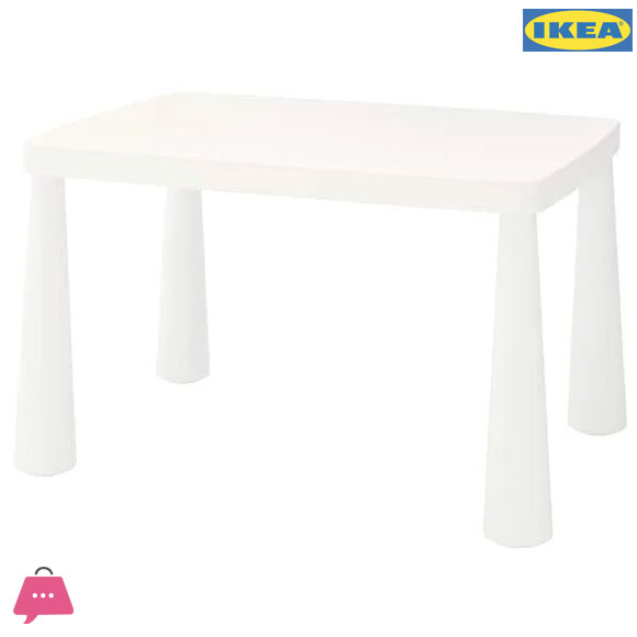 IKEA MAMMUT Childrens Table, In/Outdoor White 77×55 cm