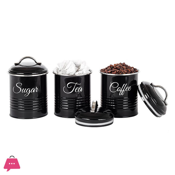 Innoteck Essentials Tea, Coffee, Sugar Set of 3 Canister in High Gloss