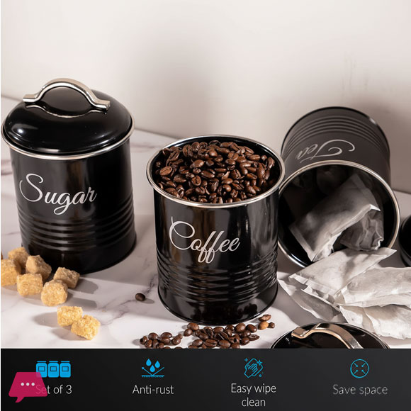 Innoteck Essentials Tea, Coffee, Sugar Set of 3 Canister in High Gloss