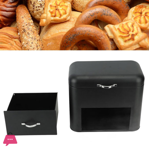 Iron Bread Box Multipurpose Bread Bin Holder Food Storage Bin for Kitchen Counter