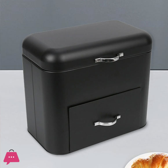 Iron Bread Box Multipurpose Bread Bin Holder Food Storage Bin for Kitchen Counter