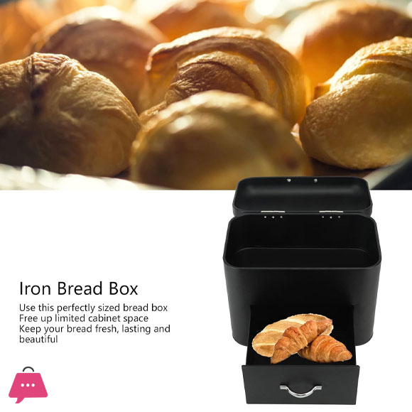 Iron Bread Box Multipurpose Bread Bin Holder Food Storage Bin for Kitchen Counter