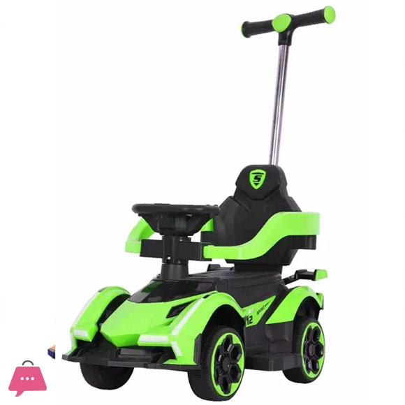Kids Push Sport Car With Push Handle and Adjustable Steering Wheel Lights and Music