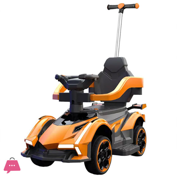 Kids Push Sport Car With Push Handle and Adjustable Steering Wheel Lights and Music