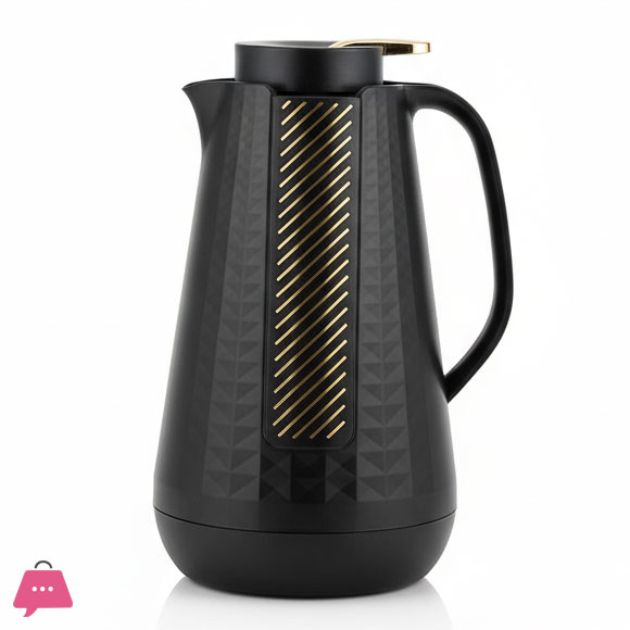 Luxury 1-Litre Geometric Glass Lined Vacuum Flask Thermos – Available in Off-White, Grey & Black