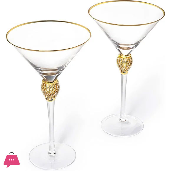 Luxury Crystal Martini Glass with Gold Detailing – Set of 6
