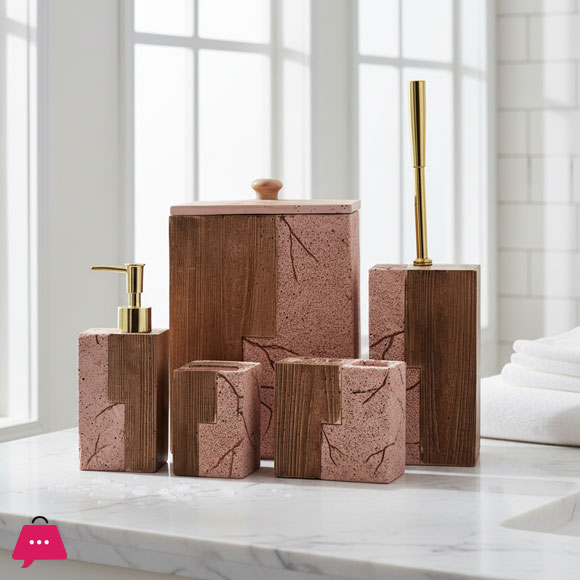 Modern Resin Made Bathroom Accessories Set 7 Pcs in Pakistan