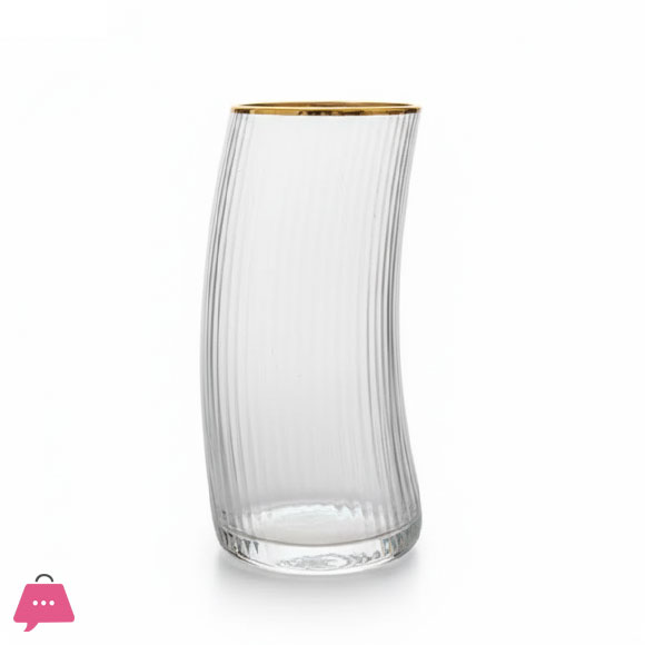 Moon Shape Crescent Strip Glasses Set – Large with Gold Rim