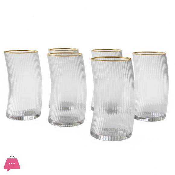 Moon Shape Crescent Strip Glasses Set – Large with Gold Rim