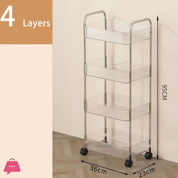 Multi-Layers Storage Rack Home Trolley for Snacks Cosmetic 3 & 4 Tiers Rolling Cart