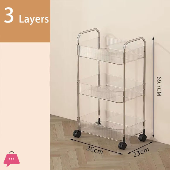 Multi-Layers Storage Rack Home Trolley for Snacks Cosmetic 3 & 4 Tiers Rolling Cart