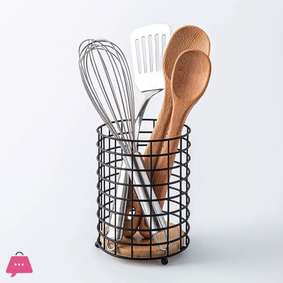 Natura Bamboo & Wire Utensil Holder