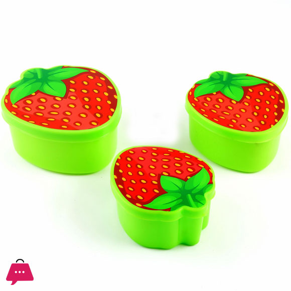 Pack of 3 Strawberry Bowls Set with Fruity Design Llid - Best Bowl Set for kids
