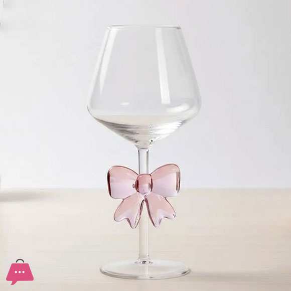 Pink Bow Wine Glass Goblet 1-Piece – Champagne Style