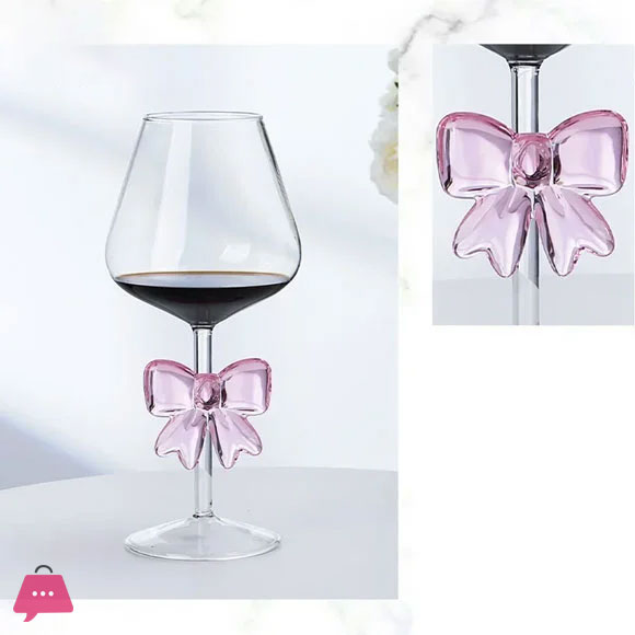 Pink Bow Wine Glass Goblet 1-Piece – Champagne Style