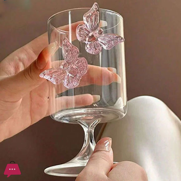 Pink Butterfly Wine Glass Goblet 3D -350ML