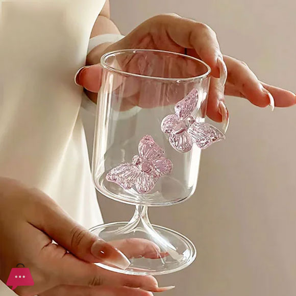 Pink Butterfly Wine Glass Goblet 3D -350ML