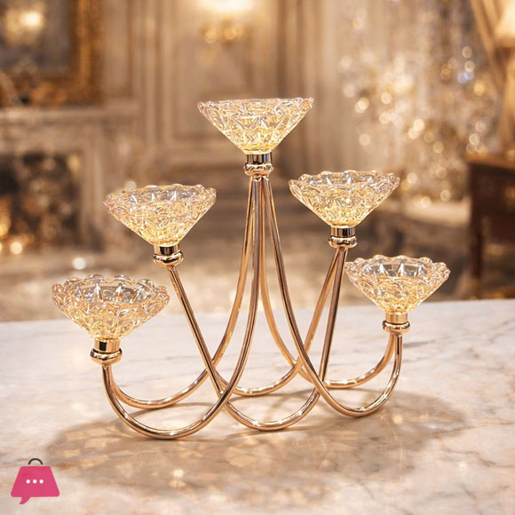 Regal Glow 5-Arm Crystal Candle Stand