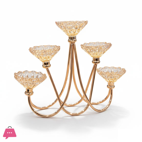 Regal Glow 5-Arm Crystal Candle Stand