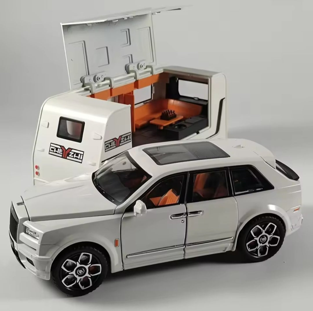 1:20 Cullinan SUV Alloy Trailer RV Car Model Diecast Metal Camper Van