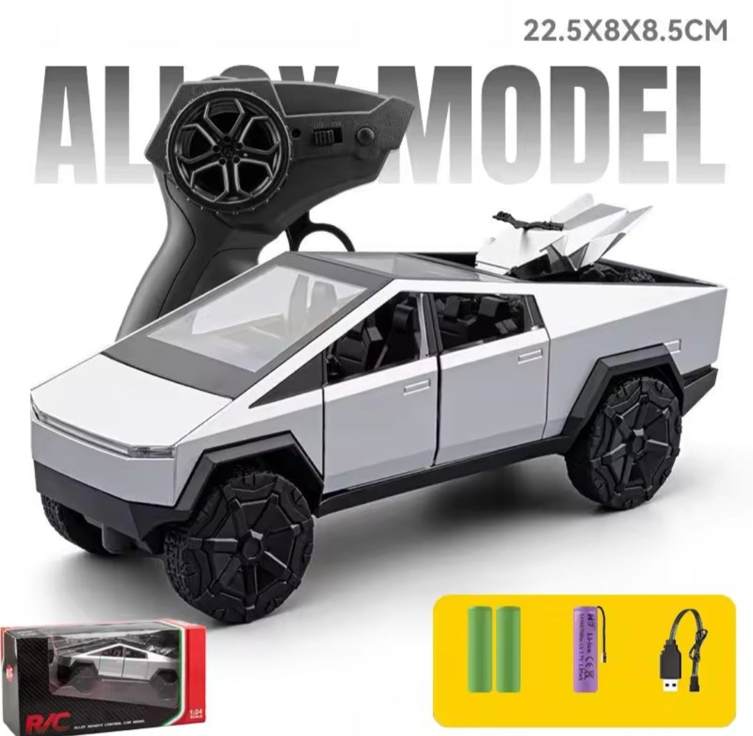 1:24 RC Diecast Tesla Truck Alloy Model With Remote Control All door Openable Light Song Multiple Model