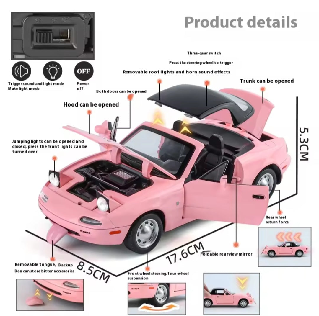 1:24 Mazda MX5 Miniature Alloy Metal Diecast MX-5 Toy Car Model Sound