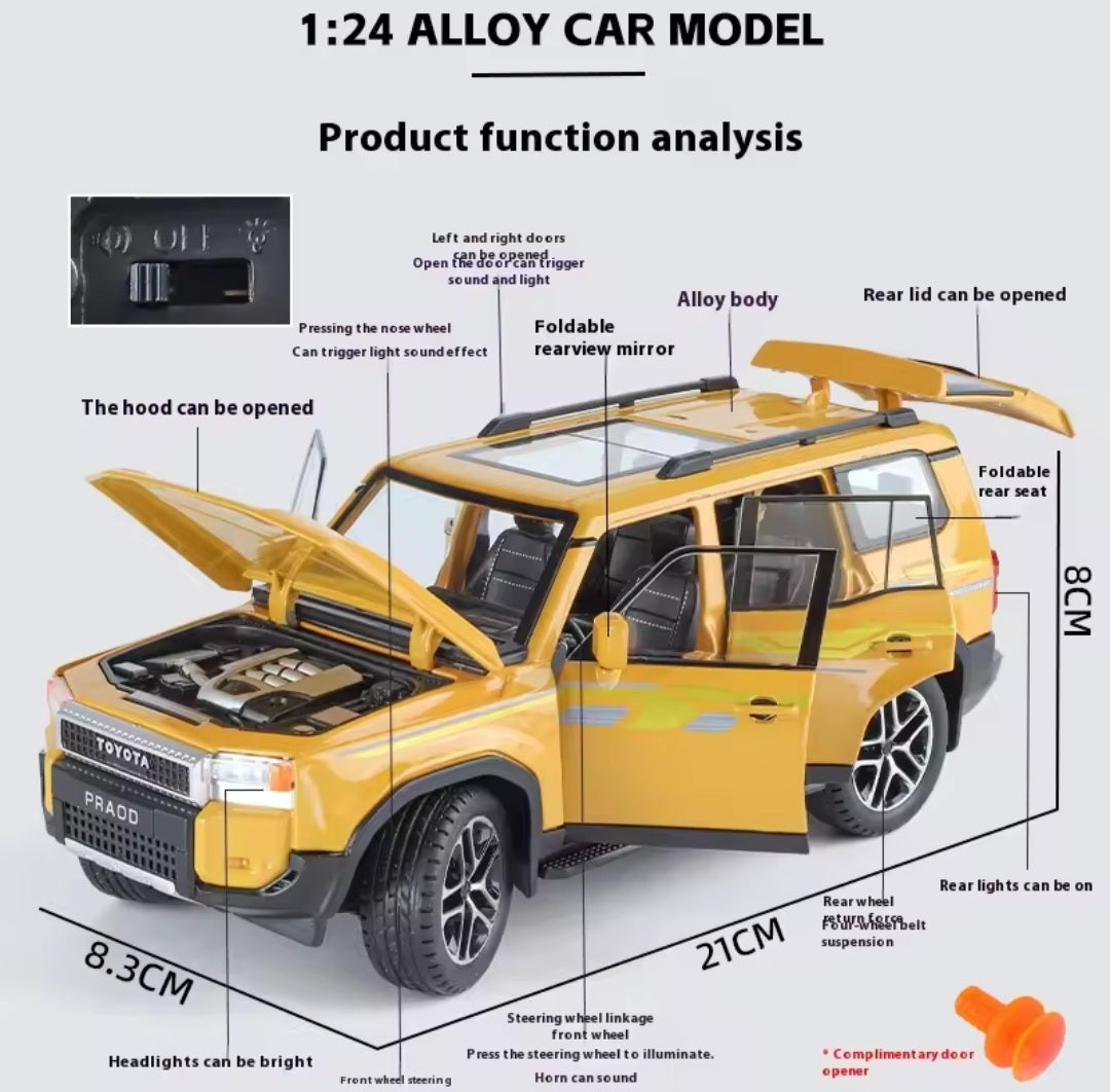 1:24 Prado LC250 LC80 Alloy Model Toy Diecast Metal Miniature Car