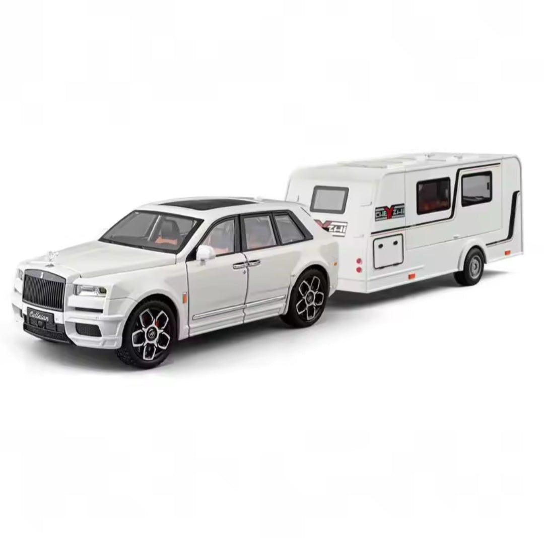 1:20 Cullinan SUV Alloy Trailer RV Car Model Diecast Metal Camper Van