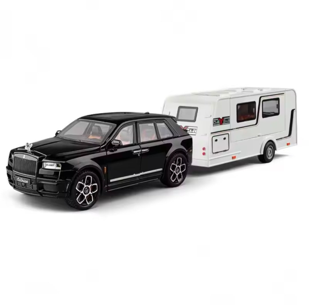 1:20 Cullinan SUV Alloy Trailer RV Car Model Diecast Metal Camper Van