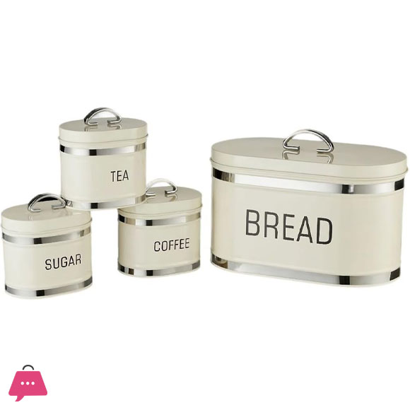 Royal Homeware 4pc Breadbin & Canister Set - Florenzo Collection