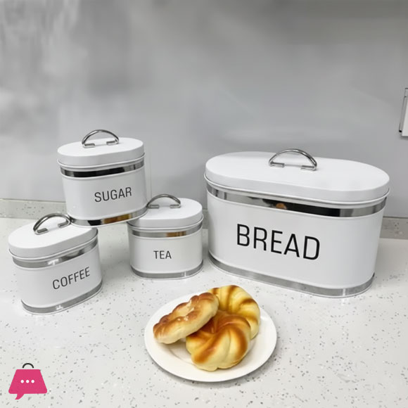 Royal Homeware 4pc Breadbin & Canister Set - Florenzo Collection
