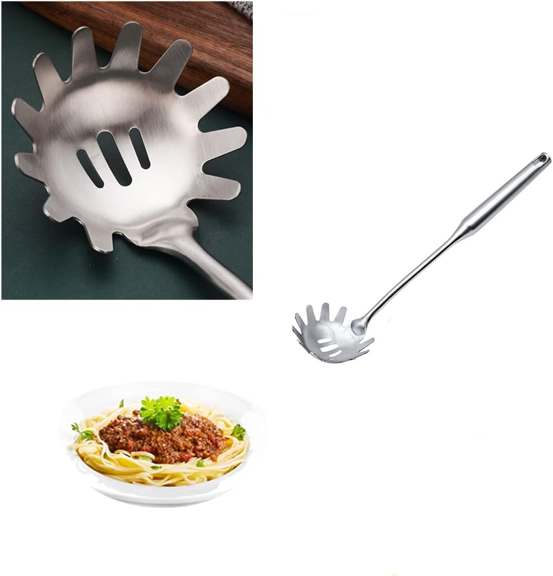 Spaghetti Server Utensil Pasta Server Stainless Steel Pasta Spoon Pasta Fork for Cooking Use