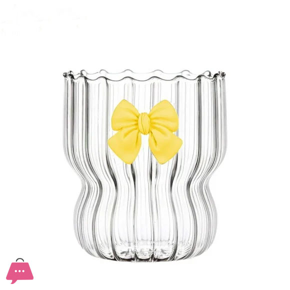 Stylish Bow Ice Tea Glass with Straw 300ML