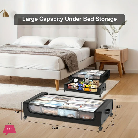 Underbed Lockers with Wheels and Lids-Space Saving out Storage Containers for Shoes and Clothes