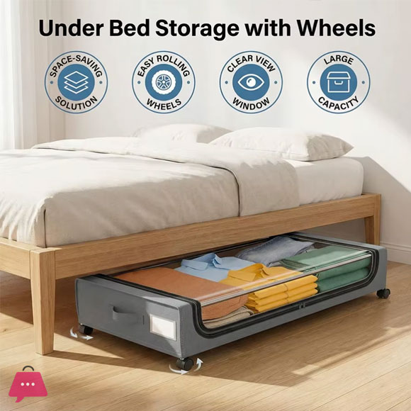 Underbed Lockers with Wheels and Lids-Space Saving out Storage Containers for Shoes and Clothes