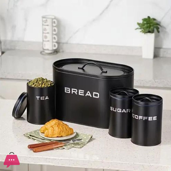 Unique and Elegant Bread Storage Bin with 3Pcs Canisters