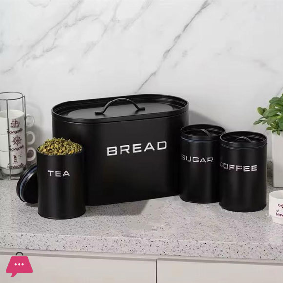 Unique and Elegant Bread Storage Bin with 3Pcs Canisters