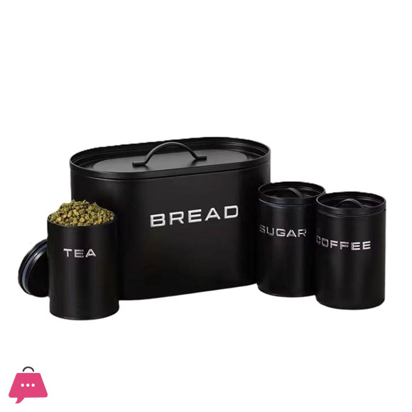 Unique and Elegant Bread Storage Bin with 3Pcs Canisters