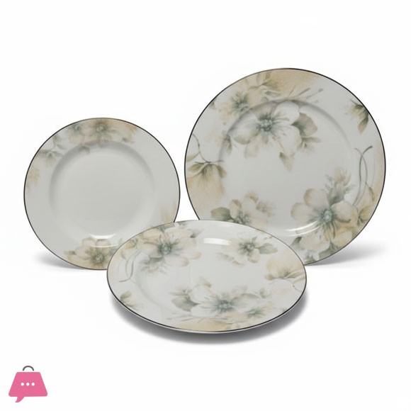 18 PCS Elegant Floral Dinner Plate Set – Premium Quality Dinnerware