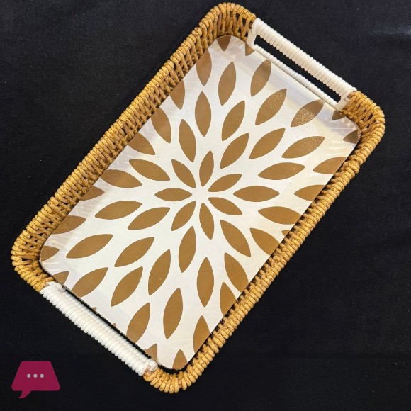 3 - Pieces Woven Rectangular Rattan Serving Tray Decorative Woven Wicker Trays