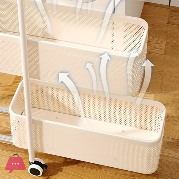 Binca 5 Tier Utility Trolley Practical Shelf for Storage Kitchen/Bathroom/Bedroom/Next to Refrigerator Carbon Steel Black/White