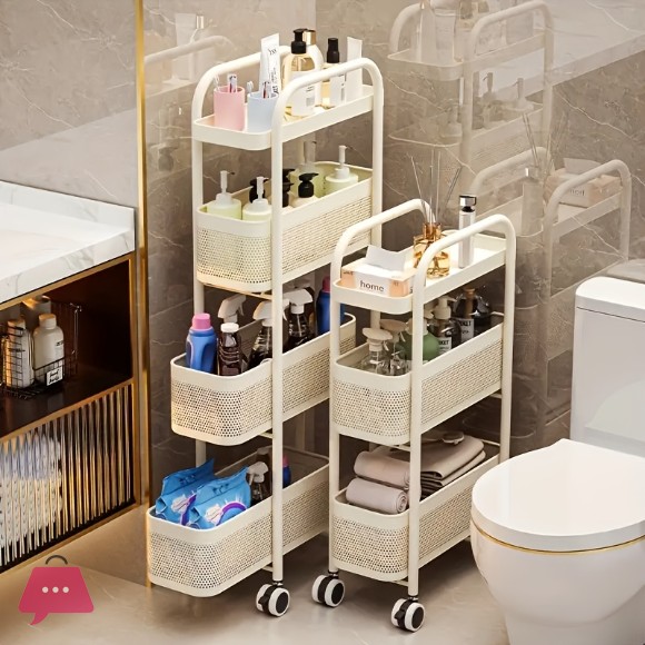 Binca 5 Tier Utility Trolley Practical Shelf for Storage Kitchen/Bathroom/Bedroom/Next to Refrigerator Carbon Steel Black/White